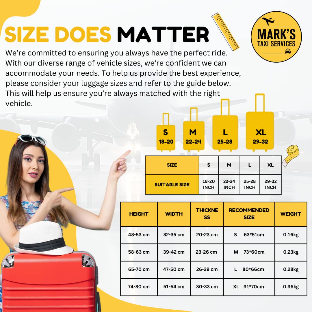 Mark's Taxis suitcase size and luggage measurement guide
